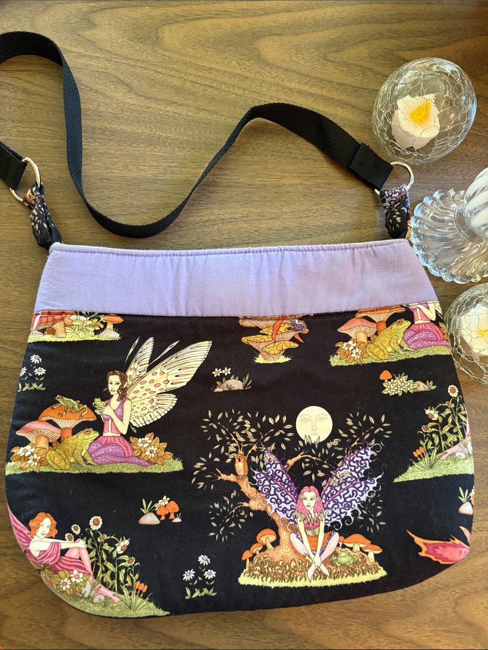 Fairy Fabric Cloth Bag Whimsy Goth Cottagecore  Celestial Mushrooms Frogs